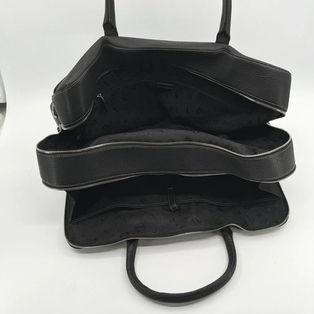 Levenger Pebbled Leather Briefcase Black Executive Business Laptop Portfolio Bag